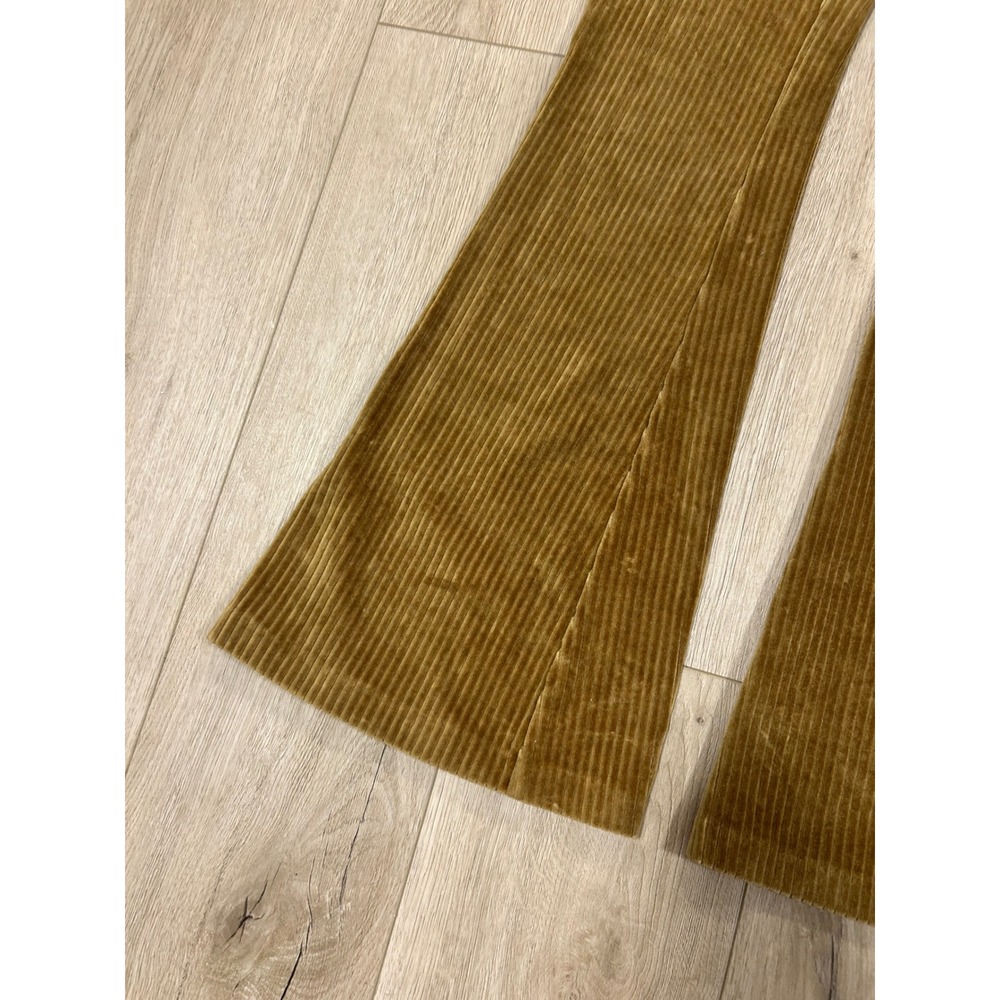 Aerie Mustard Gold Corduroy Flare Leggings High Waisted Size M Long Ribbed Pants - Picture 2 of 5